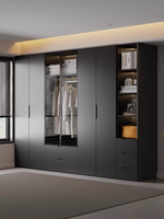 Armoire noire moderne sans poignées pour cuisine et chambre à coucher