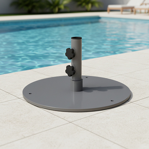 Bases de parasols de patio JH-Mech <span class=keywords><strong>grises</strong></span>, robustes, 50 lb, forme ronde, 20 x 10 pouces, adaptables, en acier pour jardin - Product Image 3