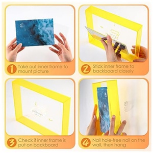 Marcos de Fotos Acrílicos Flotantes para Montar <span class=keywords><strong>en</strong></span> la Pared o Apoyar sobre una Mesa, Marcos Magnéticos Decorativos para Fotos, Marco Colgante de Neón - Product Image 6