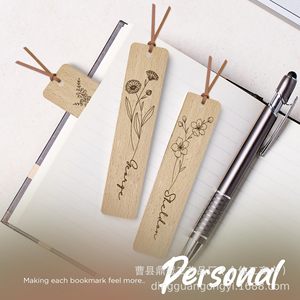 Wooden <b>Bookmark</b> Laser Engraved Floral Pattern Personalized Name Book Marker <b>Gift</b> For Reading - Product Image 3