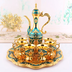 Set da Caffè e Tè in Metallo Vintage Stile Europeo di Lusso, Set da 6 Tazze per Servire Caffè, Cappuccino e Tè - Product Image 2