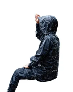 Reflective Rainsuit Black Cycling Clothing Windproof Waterproof Rain Jacket Running Cycling adult foldable Raincoat