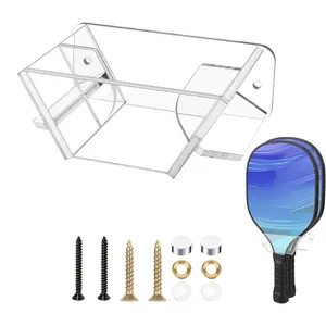 Rak Paddle pasang dinding akrilik, rak Paddle berdiri 2 Paddle Display Holder, rak Paddle Badminton untuk dua Pickleball, raket tenis meja