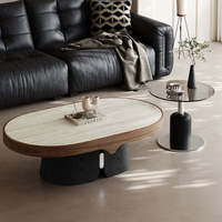 Ensemble de tables basses rondes contemporaines en pierre frittée pour la maison et le salon
