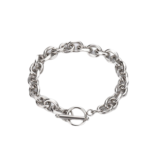 Unisex Cuba Geométrica Link Cadeia Material de Aço Inoxidável 19cm Banhado A Prata O/T bar Design Moda Jóias Pulseira para Homem - Product Image 1