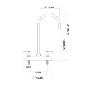 Robinet de cuisine élégant en laiton chromé, double poignée, débit fluide, facile à nettoyer, bec pivotant - Product Image 2