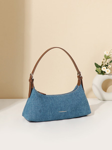 Sac fourre-tout en toile denim grande capacité pour <span class=keywords><strong>femme</strong></span> 2026 - Nouveau modèle avec fermoir magnétique en polyester, porté épaule ou sous le bras, idéal pour l'université - Product Image 1