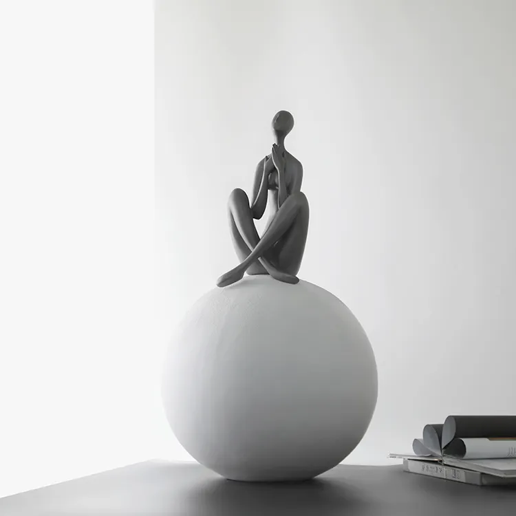 Figuras de resina de arte moderno abstracto para sala de estar, esculturas artesanales