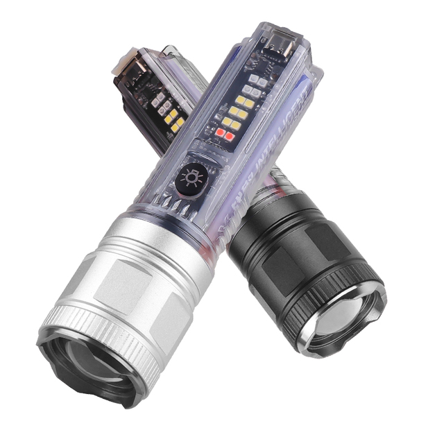 30W XHP50 LED Type-C USB Solar Charging High Lumen Tactical Flashlight 1200M 1000 Lumens IPX4 Waterproof Aluminum Alloy Built-in