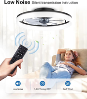 Ventilateur de plafond LED moderne de 19,7 pouces avec lumière, 6 vitesses, pour plafonds hauts, moteur intelligent, ventilateur-lampe rafraîchisseur pour chambre à coucher
