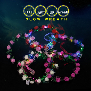 Diadema de corona de flores LED de verano, diademas de flores iluminadas para mujer, guirnaldas florales brillantes, coronas para fiesta de boda - Product Image 6