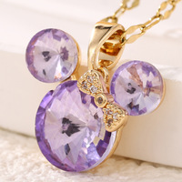 Collier en acier inoxydable HX134 avec pendentif Mickey mignon et nœud, bijoux multicolores de haute qualité pour femmes