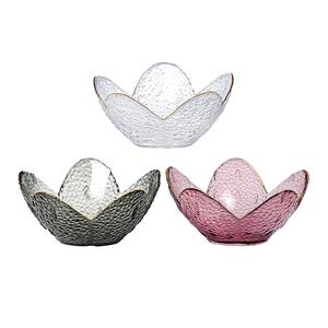 Venta al por mayor hecho a mano flor soplada en la boca forma de cereza borde dorado pequeño plato de vidrio de frutas de colores irregulares <span class=keywords><strong>cuencos</strong></span> de vidrio - Product Image 1