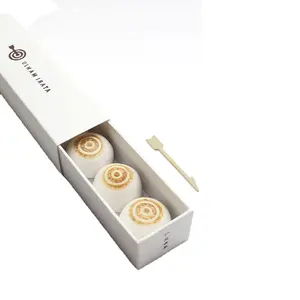 토피 퍼지 마카롱 쿠키를 위해 인쇄 된 개인화 된 로고가있는 북유럽 스타일 럭셔리 재활용 흰색 크래프트 종이 서랍 상자