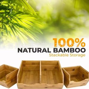 กล่องเก็บของไม้หลายช่อง 2 ชั้น ทรงสี่เหลี่ยมผืนผ้า สำหรับจัดเก็บเมล็ดกาแฟ อุปกรณ์ครัว ของใช้บนโต๊ะอาหาร ขนม และเครื่องปรุง - Product Image 5