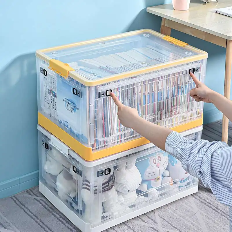 20 Liters Large Clear Storage Box with Lid Wheels Collapsible Storage Folding Organizer Cube for Home