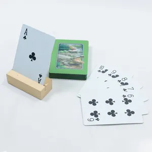 Disesuaikan cetak hijau 3D plastik tahan air kartu bermain cetak membuat premium tahan lama pvc kartun bermain kartu