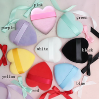 Éponge de maquillage à marque privée, houppette douce pour blush et poudre, houppette personnalisée en forme de cœur avec emballage