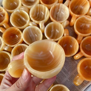 Vente en gros de tasses en calcite <span class=keywords><strong>jaune</strong></span> naturelle sculptées à la main, polies, cristaux de guérison, tasses en pierre pour la décoration Feng Shui - Product Image 3