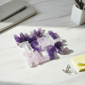 Ornamenti in Cristallo Lucidato di Alta Qualità a Prezzo di Fabbrica, Lettere Energetiche in <span class=keywords><strong>Ametista</strong></span> e Quarzo Rosa, Regalo Artigianale - Product Image 3