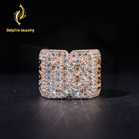 Bague sculptée en or massif 18 carats avec diamants de laboratoire certifiés, sertie de micro-pierres, style Hip Hop pour homme