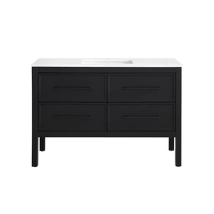 Kabinet rias kamar mandi dengan wastafel bingkai kayu padat dalam Unit rias akhir hitam furnitur kamar mandi <span class=keywords><strong>48</strong></span> inci meja rias - Product Image 1