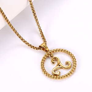 Collar con colgante circular tejido de acero inoxidable, diseño geométrico en tono dorado y plateado para hombres y mujeres SP874 - Product Image 4