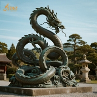 D & Z Art Group Sculpture extérieure en bronze pour le sanctuaire du temple de jardin Grande statue orientale mythique du dragon japonais