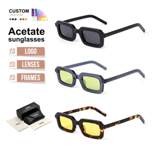 משקפי שמש מרובעים צרים בסגנון רטרו, מסגרת אצטט יוקרתית, עדשות קטנות מקוטבות עם הגנת UV לגברים - Product Image 5