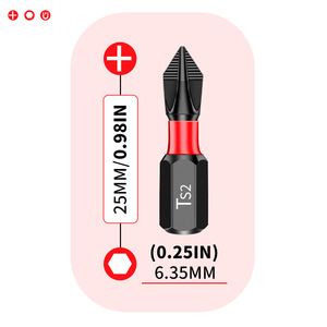 Guest Quality Phillips Impact Screwdriver Bit 25mm S2 Steel Magnetic Tip 1/4 Hex Shank Industrial Grade Black <b>Oxide</b> - Product Image 3