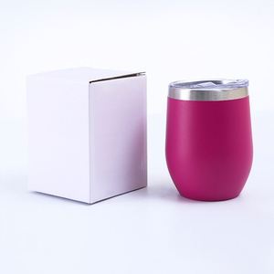 Gobelet isotherme personnalisé en acier inoxydable de 12 oz, revêtement poudré, forme œuf, cadeau promotionnel, tasse à café, gobelet à vin personnalisé avec couvercle - Product Image 3