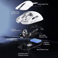 ATTACK SHARK X8PRO Mouse nirkabel tiga Mode, Mouse nirkabel PAW3395PRO Sensor ringan latensi rendah ergonomis 500mAh Esports aksesoris Gamer