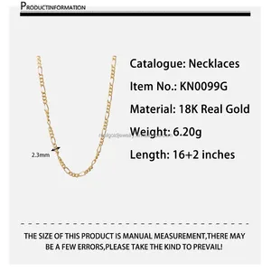 Toptan takı AU750 18k katı altın Franco zincir kolye özel moda erkek için zincir yüksek kalite takı