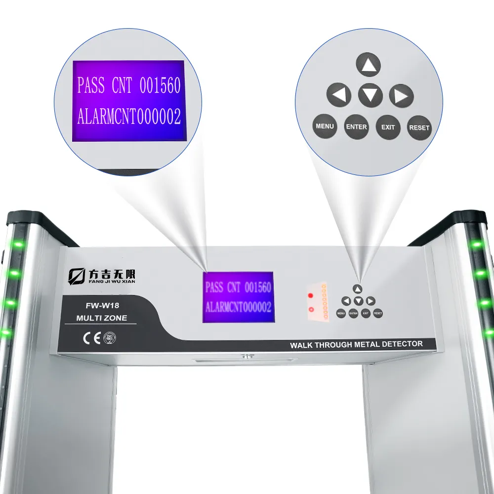 Marco de puerta con Panel LCD, Detector de Metal, puerta de paso