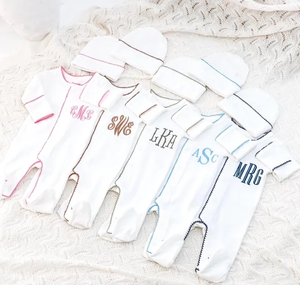 Conjunto de Ropa para Bebé <span class=keywords><strong>Recién</strong></span> Nacido con Monograma, Bordado Personalizado, <span class=keywords><strong>Regalo</strong></span> para el Día de la Salida de la Maternidad, 100% Algodón, Ropa para Dormir - Product Image 2