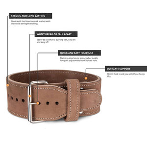 Ceintures en cuir de vachette de couleur personnalisée de haute qualité pour le levage de puissance Top Selling Single & Double Prong avec logo personnalisé - Product Image 4