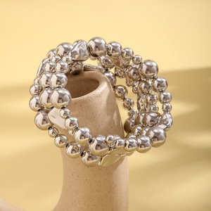Bracelet en perles de bijouterie tendance, nouvelle arrivée 2023, bracelet simple multi-rangs pour femmes, bracelet en or CCB enveloppé autour du bras - Product Image 4