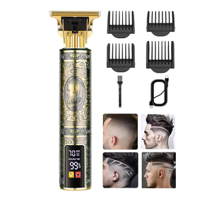 Tondeuse à barbe professionnelle sans fil rechargeable avec écran LCD, USB, en acier inoxydable, coupe à zéro, pour usage domestique et en camping-car - Product Image 1