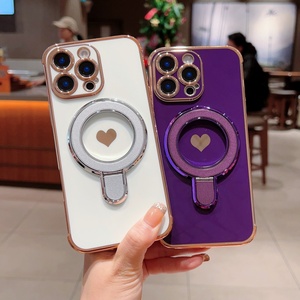 <span class=keywords><strong>เคส</strong></span>โทรศัพท์รูปหัวใจเคลือบไฟฟ้าแบบขายส่ง พร้อมขาตั้งแม่เหล็กสำหรับ iPhone 17 <span class=keywords><strong>Pro</strong></span> Max 16 15 Plus <span class=keywords><strong>14</strong></span> <span class=keywords><strong>13</strong></span> 11 <span class=keywords><strong>เคส</strong></span> TPU - Product Image 4