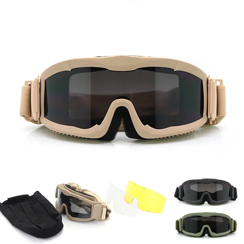 2023 tactical eyewear airsoft shooting goggles cs glasses with interchangeable 3 lenses professional dust proof camping eyewear