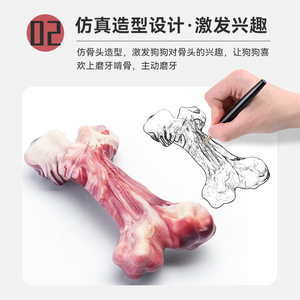 Jouet à mâcher pour chien EETOYS en forme d'os de viande, saveur bœuf, durable, pour chiens de petite, moyenne et grande taille - Product Image 3