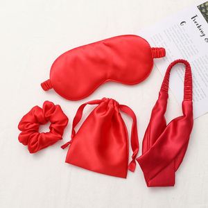 Soft Satin 4Pcs Hair Band Scrunchie Pouch Light Blocking Skin Mask Set for Home Travel Eye Care - Product Image 2