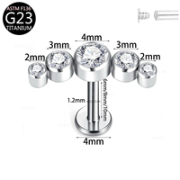 Astm-f136 Titanium Zircon Ear Cartilage Stud Zircon Fashion Labret Row of Ear Bone Piercings Body Piercing Jewelry Wholesale
