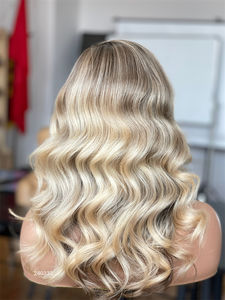 Wholesale HD 13*5 Patchwork Cap Straight Balayage Short Blonde <b>Wig</b> with Transparent <b>Lace</b> <b>Front</b> Virgin Hair <b>Lace</b> <b>Front</b> Left Part - Product Image 5