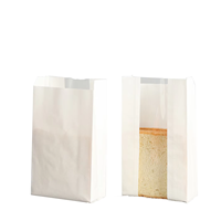 Papier d'emballage de qualité alimentaire biodégradable jetable avec logo personnalisé petit déjeuner pain sandwich sac de cuisson dessrt avec fenêtre