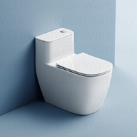 Luxe nouveau moderne siphonique une pièce cuvette de toilette grand siège réservoir d'eau bas articles sanitaires salle de bain carré-rond blanc placard à eau