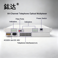 Konverter Media Serat Optik Langsung dari Pabrik, 64 Saluran FXS FXO Voice dengan Port Telepon RJ45 Melalui Serat