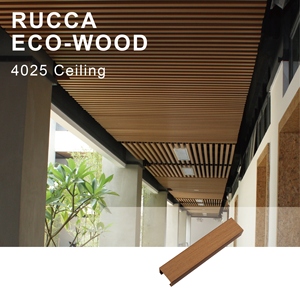Panneau de faux plafond décoratif en WPC imitation teck Rucca, design strié, 40*25mm, étanche et ignifuge, pour intérieur moderne - Product Image 5