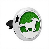 Diffuseur de parfum solide 30 mm en acier inoxydable pour voiture, motif Cheval au galop, à clipser sur grille d'aération, par évaporation naturelle, rafraîchissant