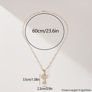 Collar con Colgante de Niño Jesús, Joyería Religiosa Cristiana, Cadena Chapada en Oro Figaro de 60 cm, Joyería Personalizada - Product Image 5